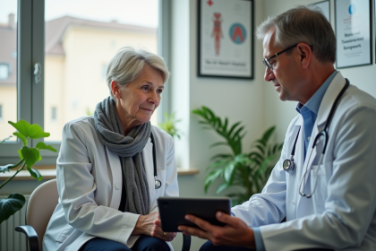 Femme atteinte de cancer en consultation avec un oncologue