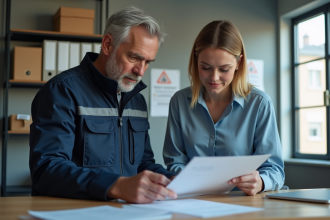 Manager securite en bureau controle une checklist