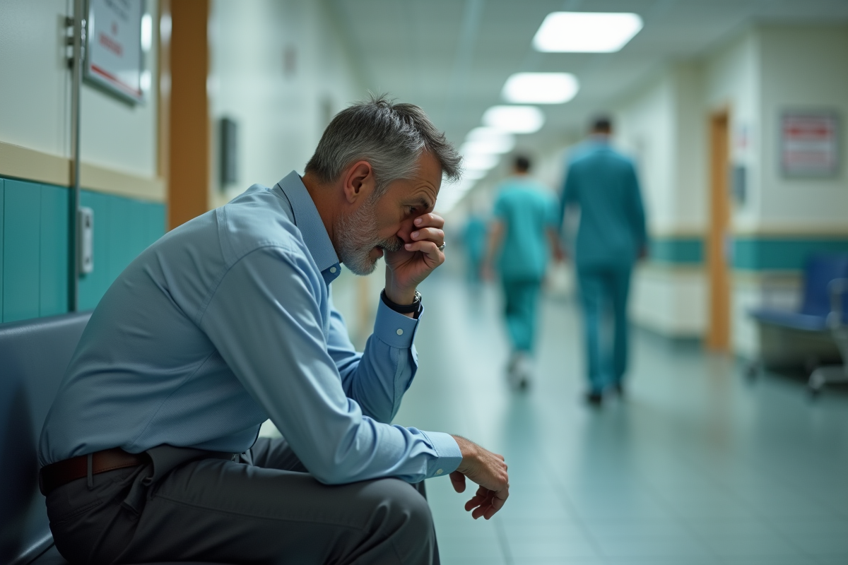 Homme inquiet dans un couloir d