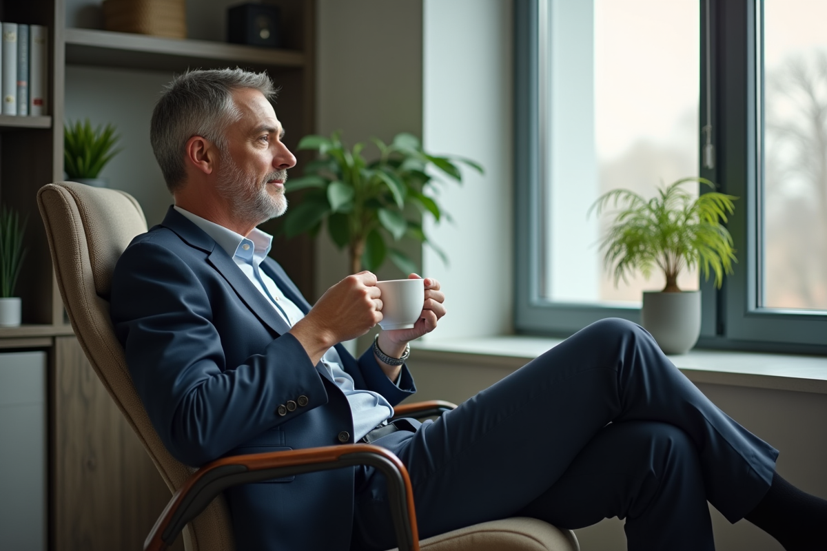 Homme d affaires détendu dans un bureau moderne et organisé