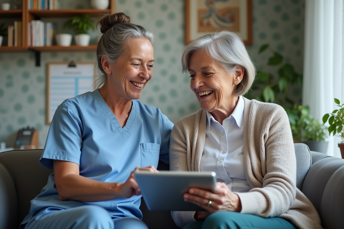 Infirmière et patiente discutant dans un cabinet