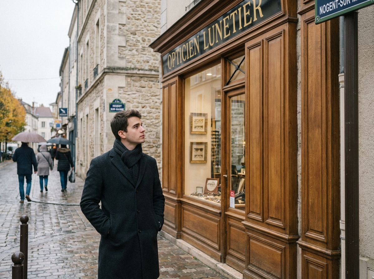 Jeune homme regarde la vitrine d