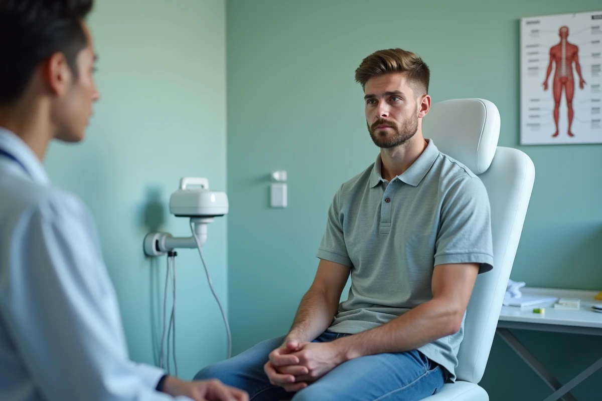 Jeune homme patient en consultation dans une clinique