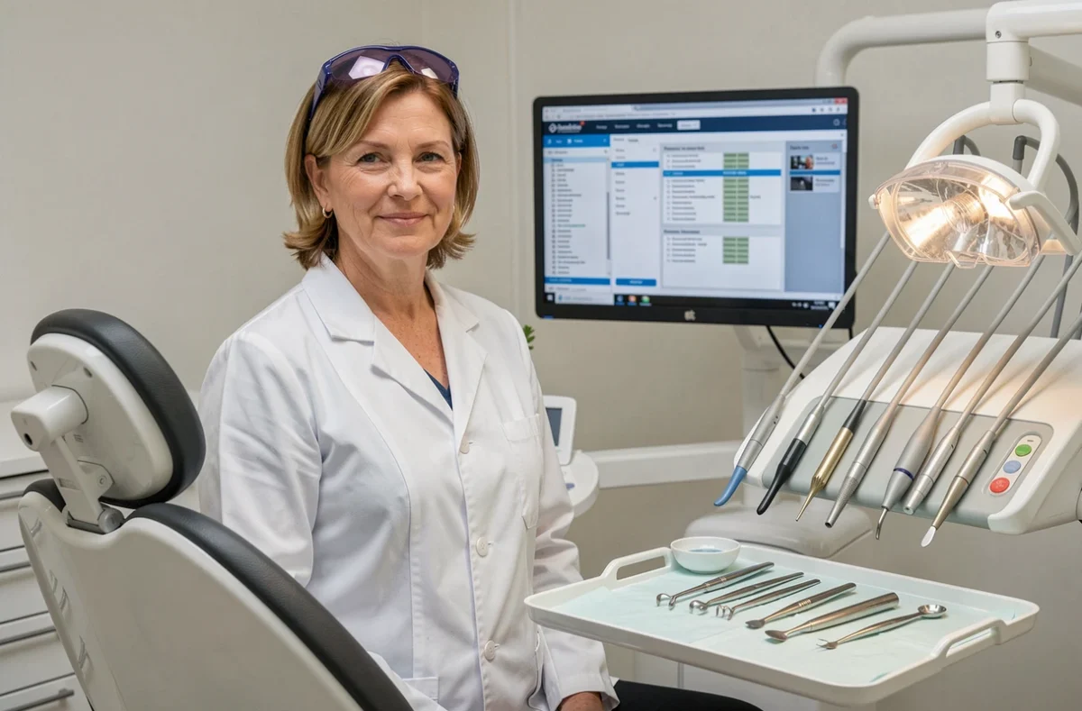 Isabelle Raffalli, dentiste à Viry-Châtillon, dans son cabinet dentaire moderne